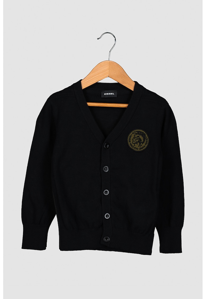 Cardigan cu decolteu in V si logo
