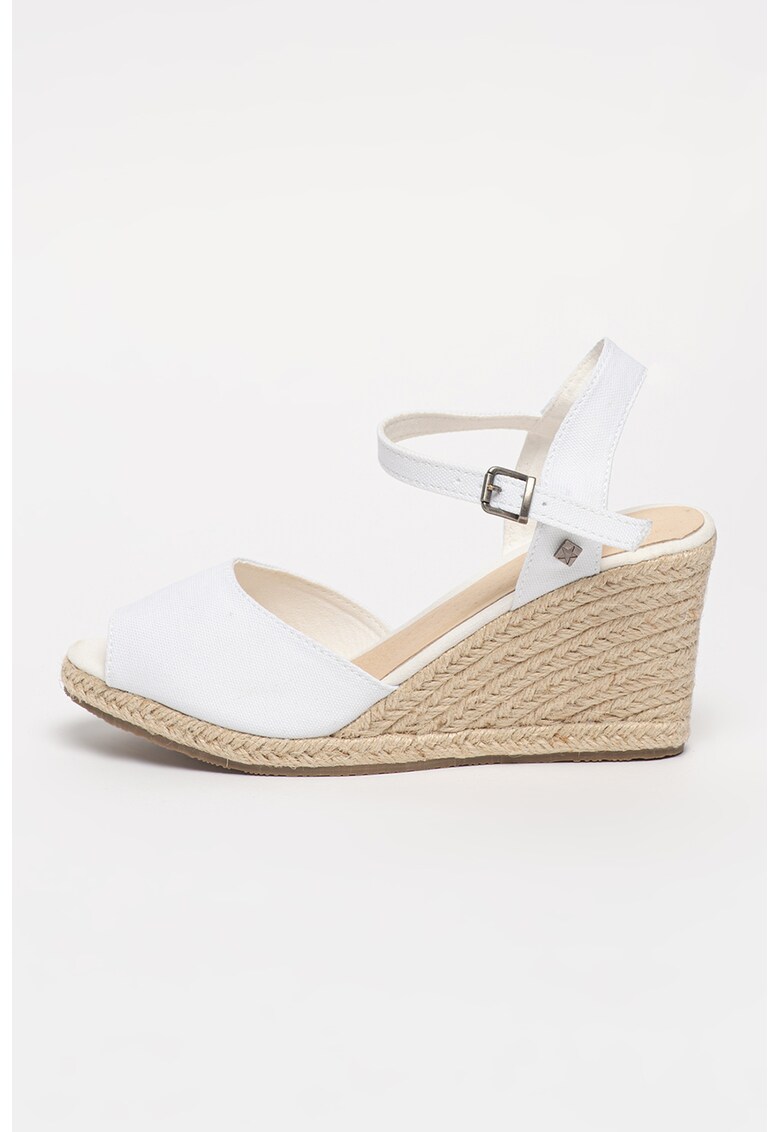 Sandale tip espadrile cu talpa wedge si varf decupat