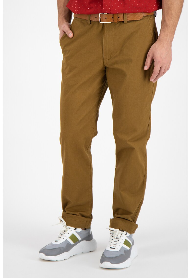 Pantaloni chino slim fit cu talie medie - Galben inchis