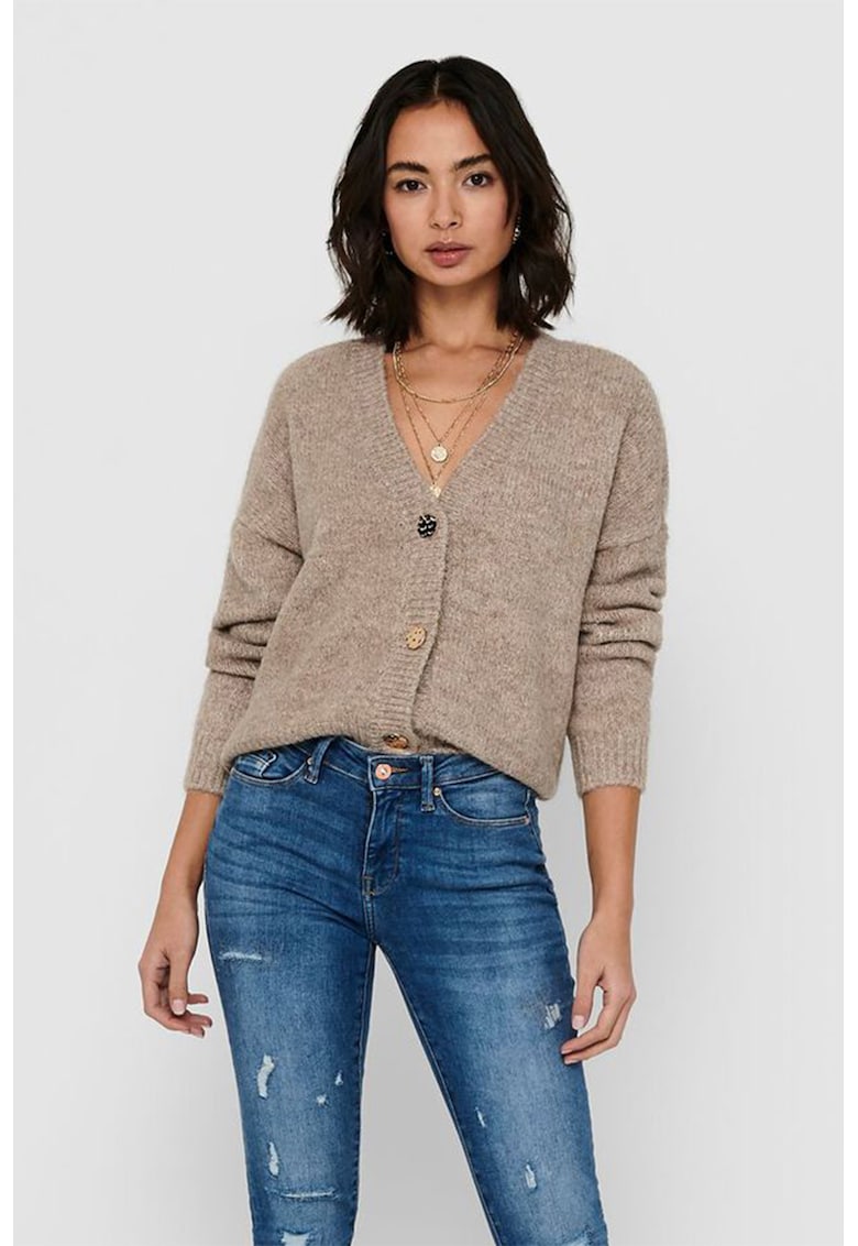 Only Cardigan cu decolteu in V Zoey - Maro melange