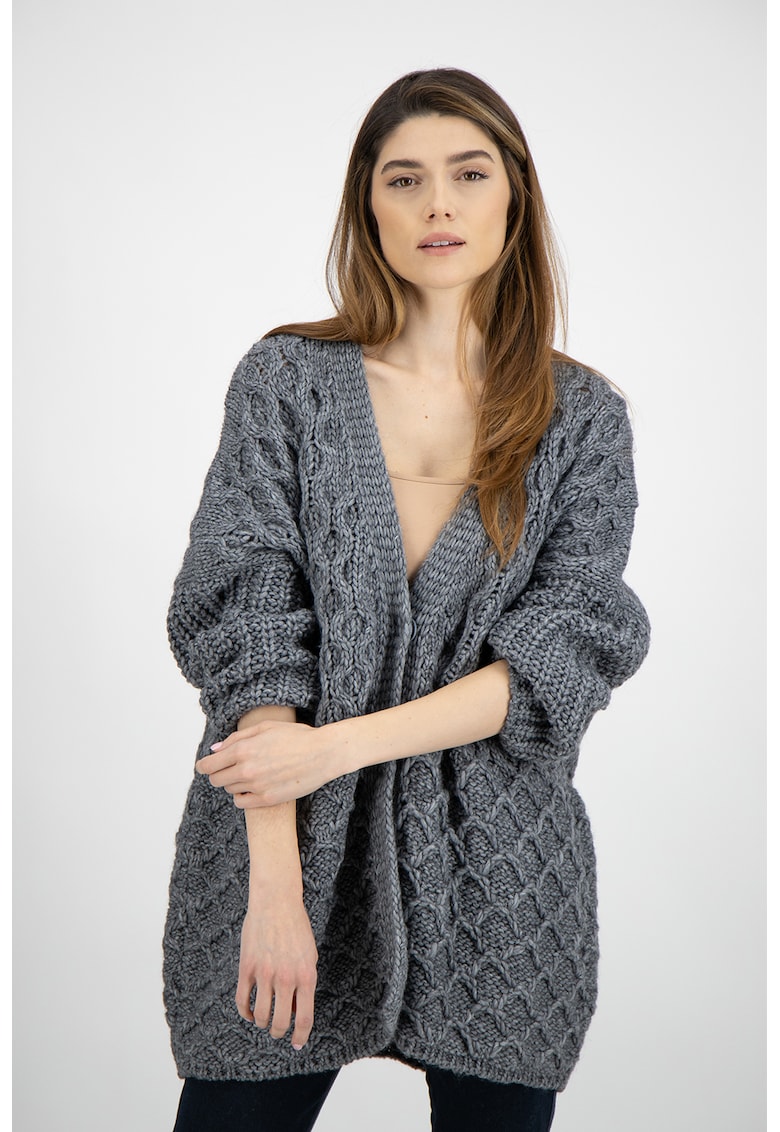 Cardigan tricotat gros din amestec de lana si lana alpaca