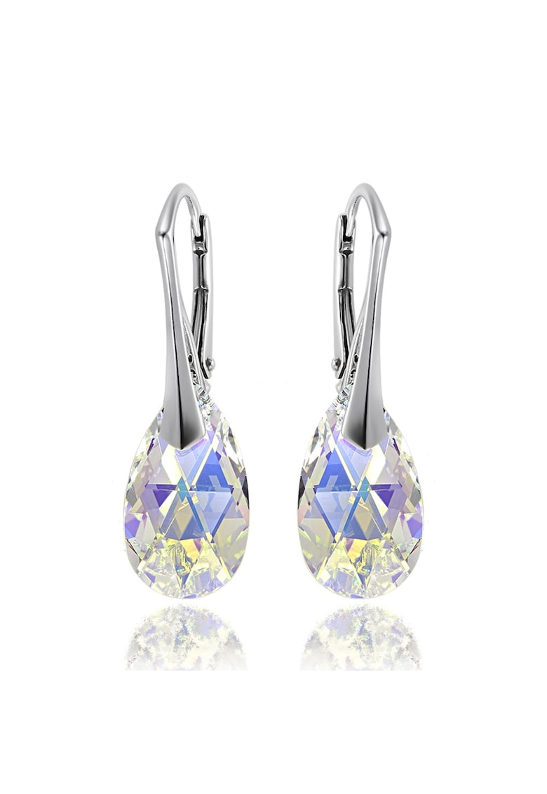 Cercei Argint 925 placat cu rodiu cu cristale Swarovski® Pear 16 mm - Alb/Galben