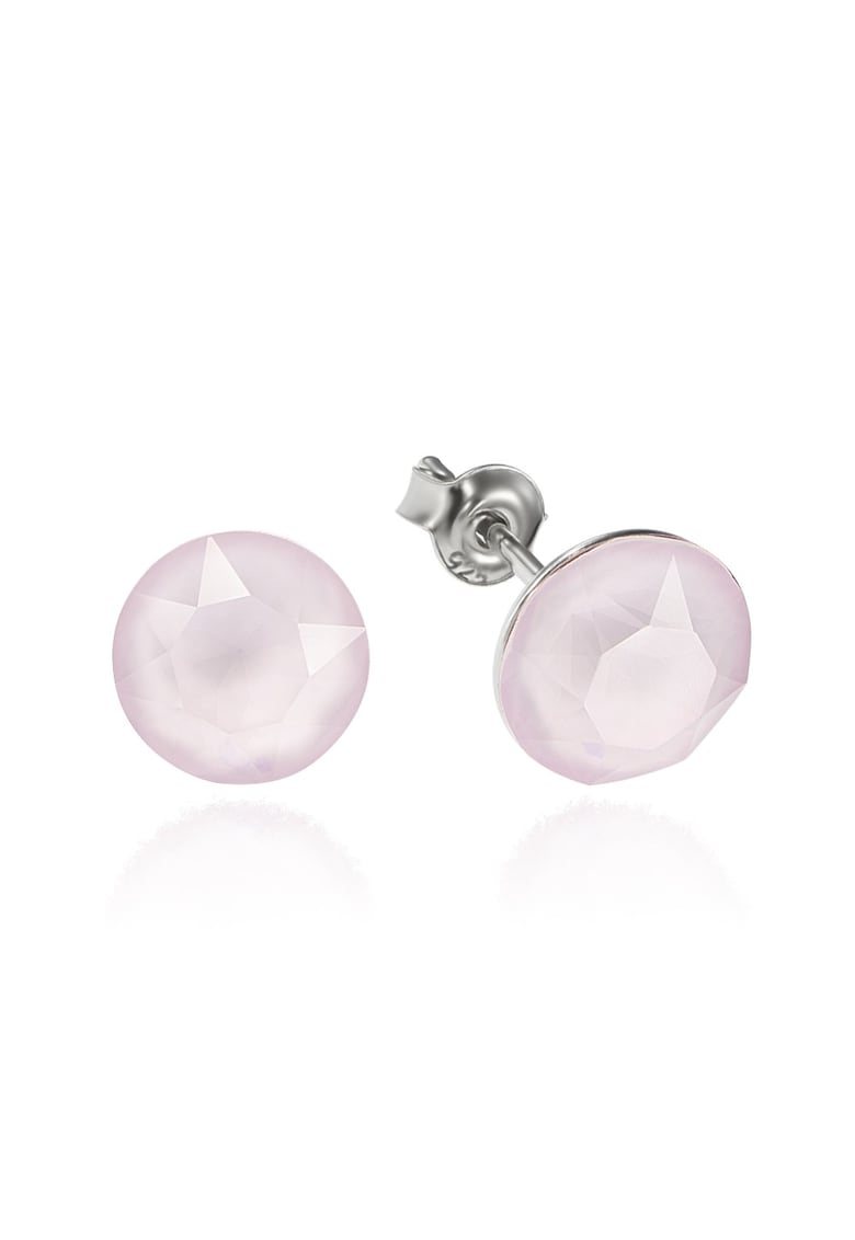 Cercei Argint 925 placat cu rodiu cu cristale Swarovski® Xirius 8mm - Roz pudrat
