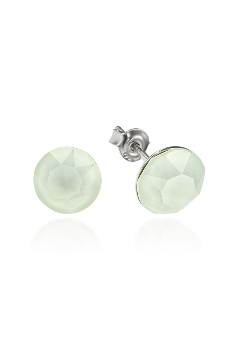 Cercei Argint 925 placat cu rodiu cu cristale Swarovski® Xirius 8mm - Verde menta