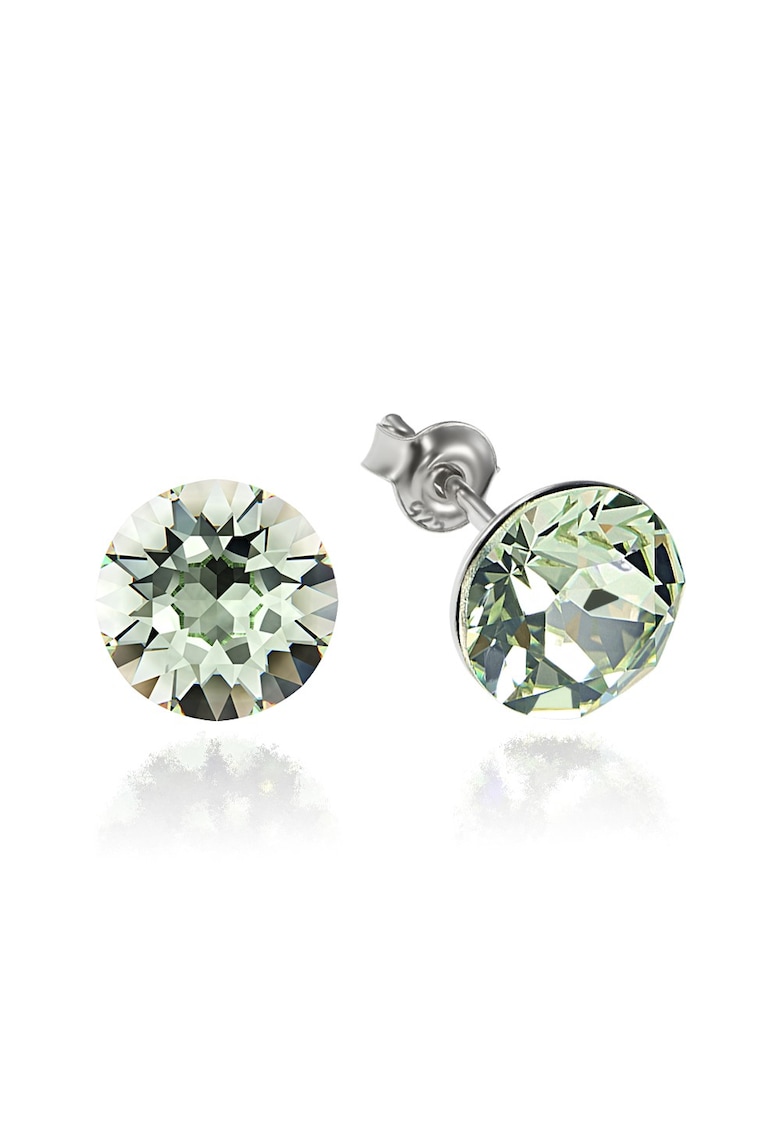 Cercei Argint 925 placat cu rodiu cu cristale Swarovski® Xirius 8mm - Verde pal