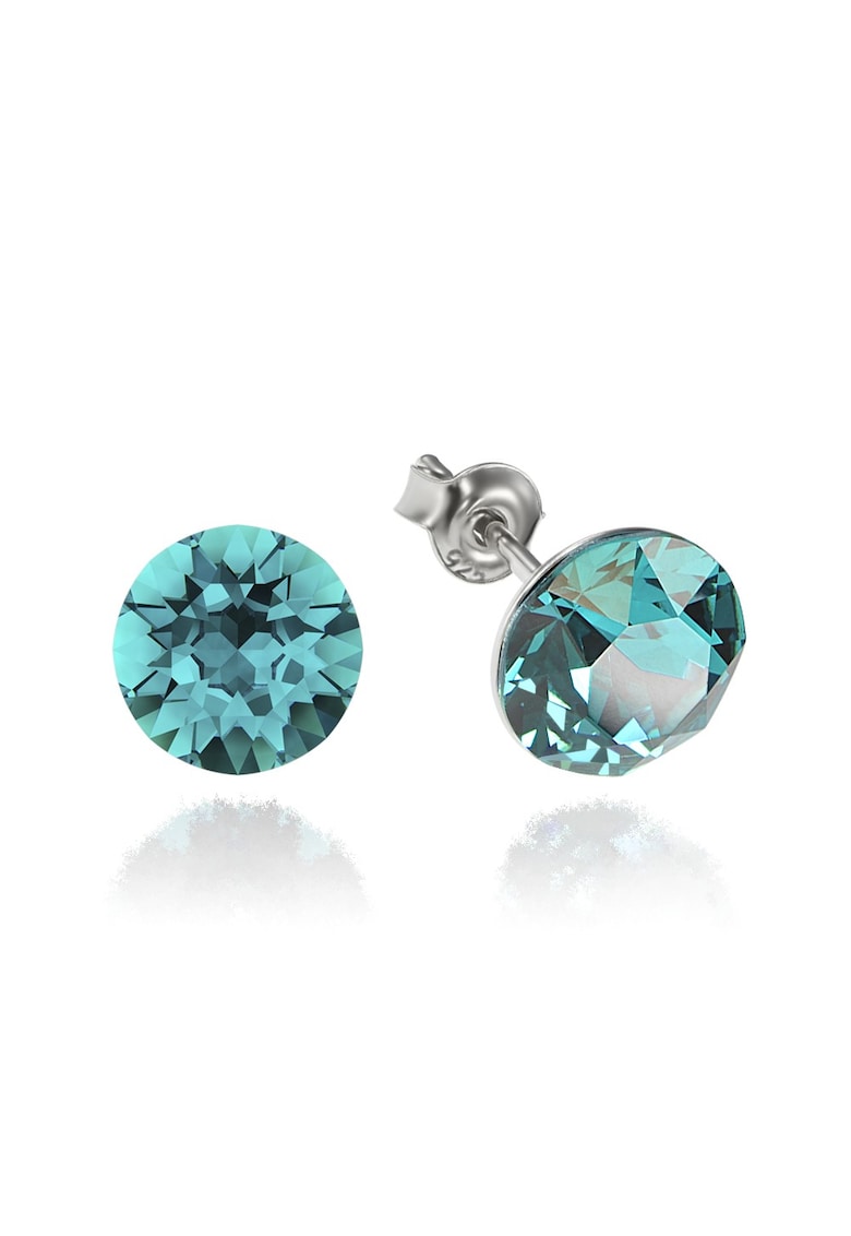 Cercei Argint 925 placat cu rodiu cu cristale Swarovski® Xirius 8mm - Albastru