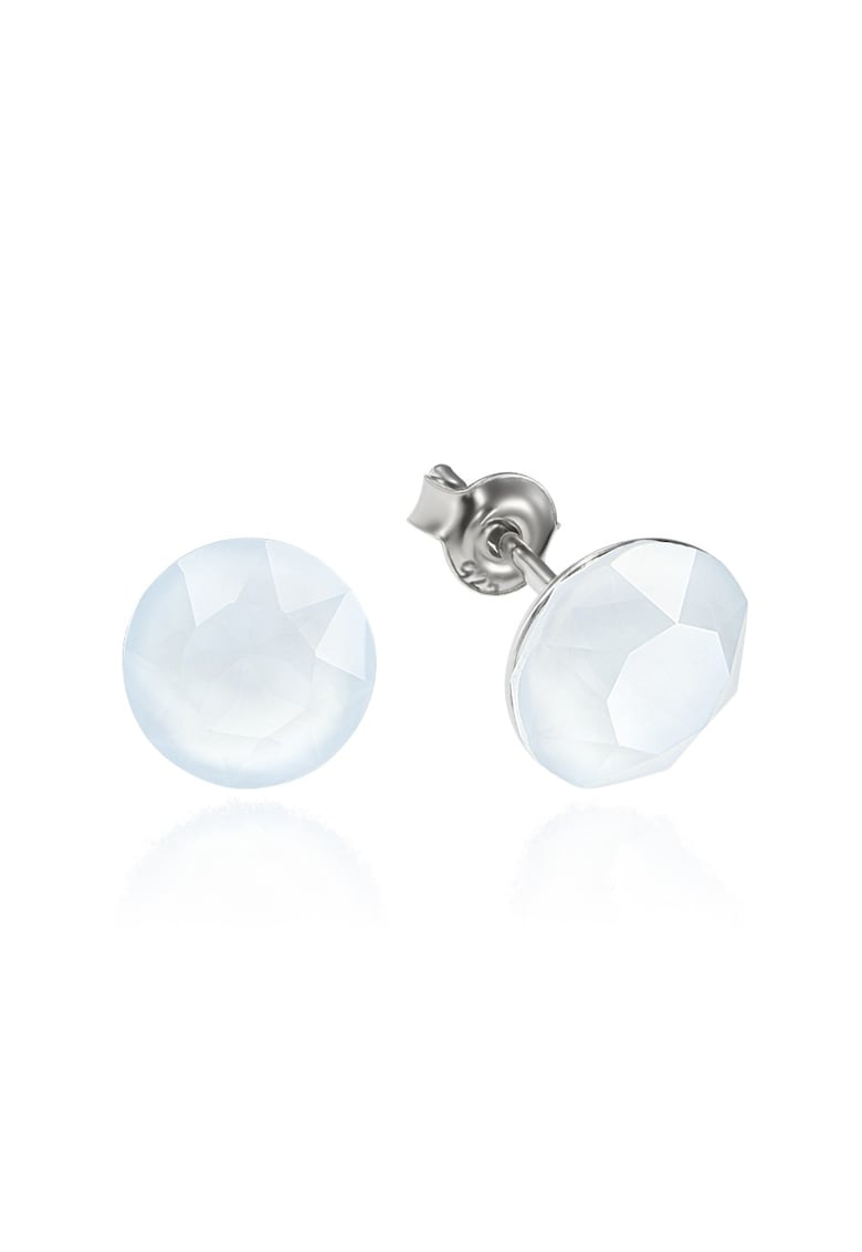 Cercei Argint 925 placat cu rodiu cu cristale Swarovski® Xirius 8mm - Albastru prafuit