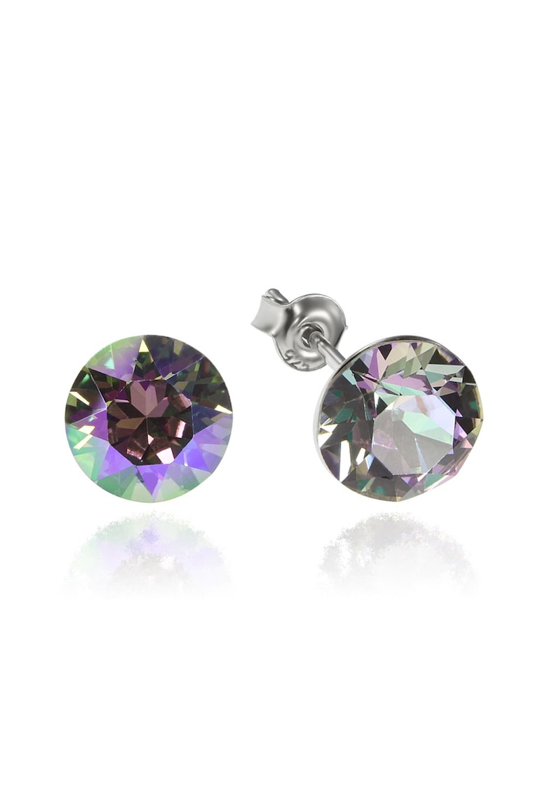 Cercei Argint 925 placat cu rodiu cu cristale Swarovski® Xirius 8mm - Violet deschis