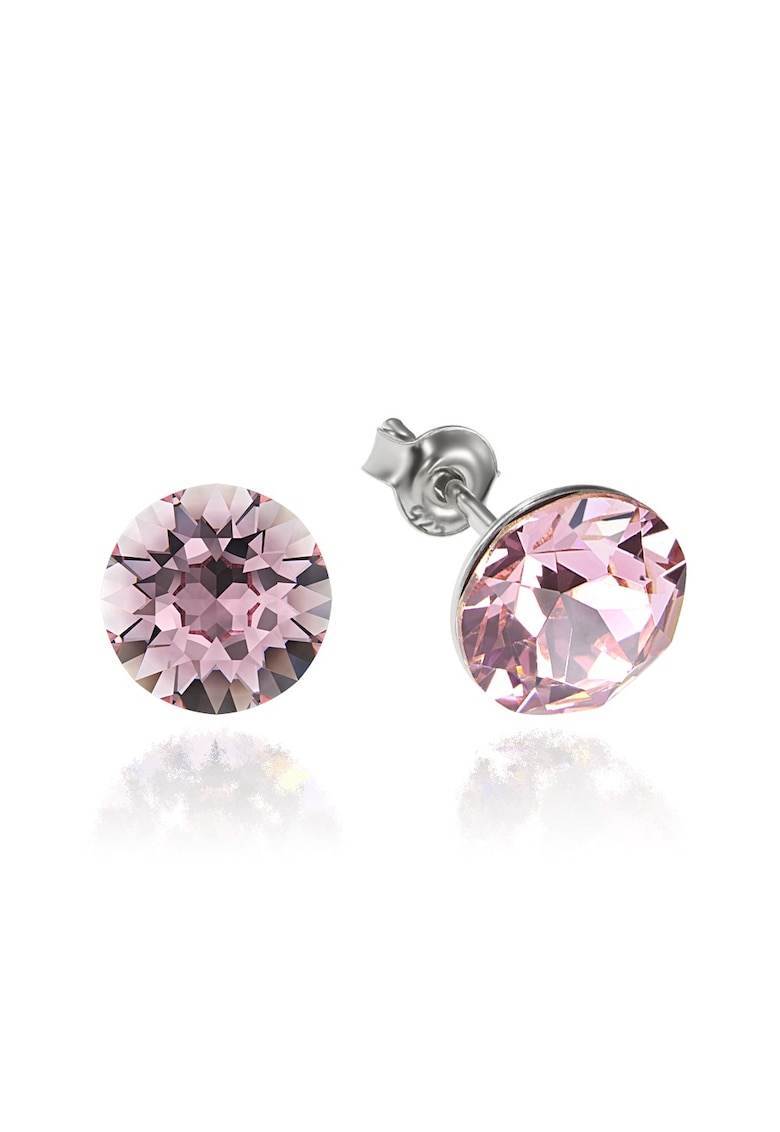 Cercei Argint 925 placat cu rodiu cu cristale Swarovski® Xirius Light Rose 8mm Surub