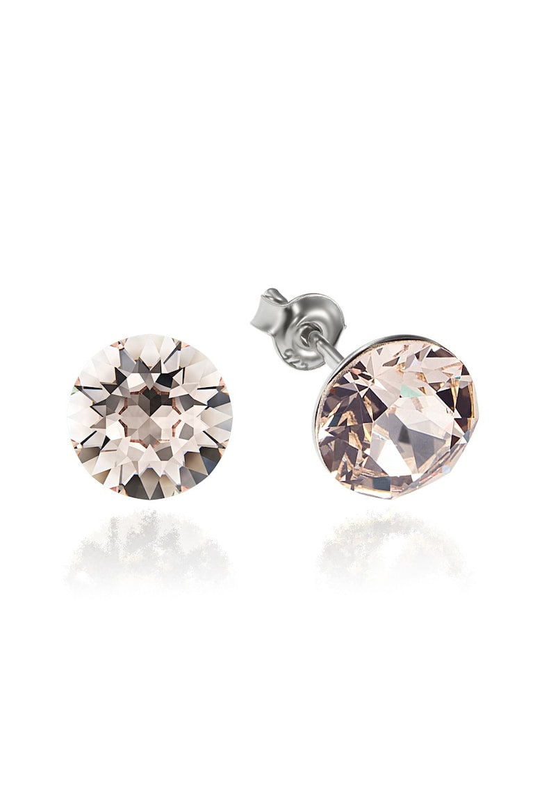 Cercei Argint 925 placat cu rodiu cu cristale Swarovski® Xirius 8mm - Bej