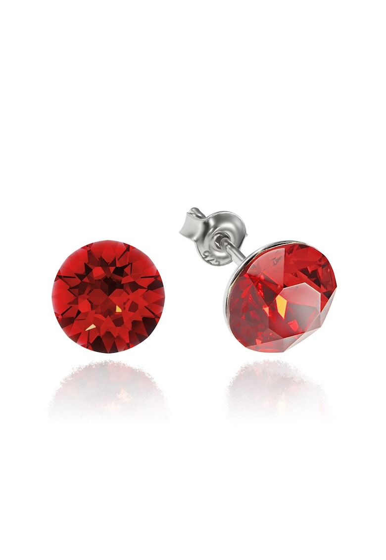 Cercei Argint 925 placat cu rodiu cu cristale Swarovski® Xirius 8mm - Rosu