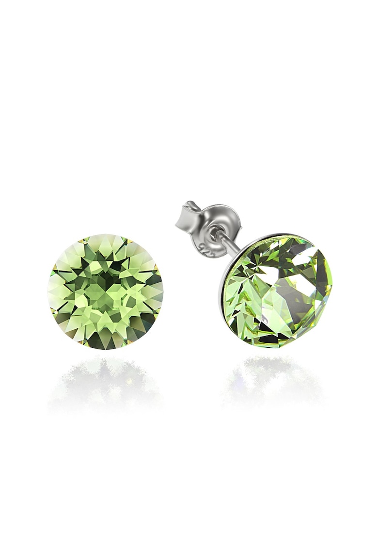 Cercei Argint 925 placat cu rodiu cu cristale Swarovski® Xirius 8mm - Verde deschis