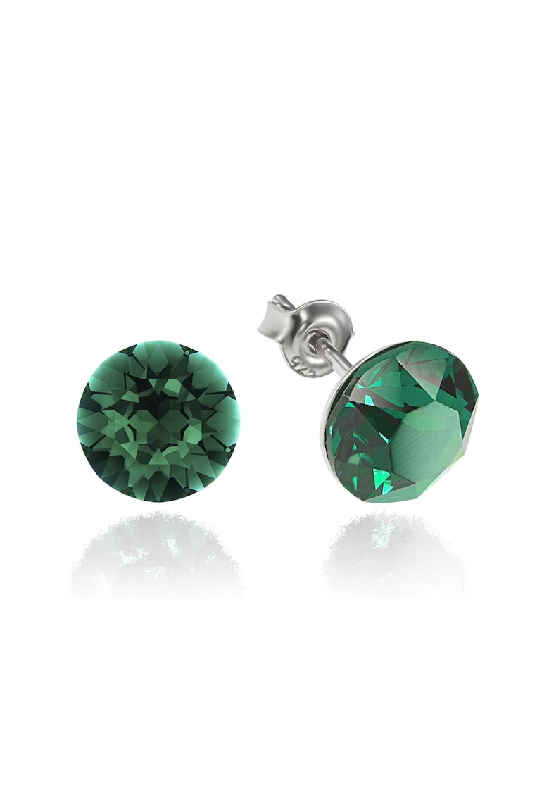 Cercei Argint 925 placat cu rodiu cu cristale Swarovski® Xirius 8mm - Verde