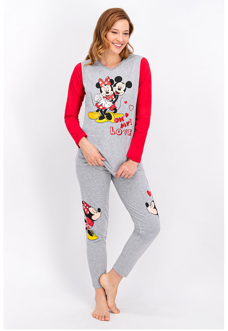 Pijama cu imprimeu Mickey si Minnie Mouse