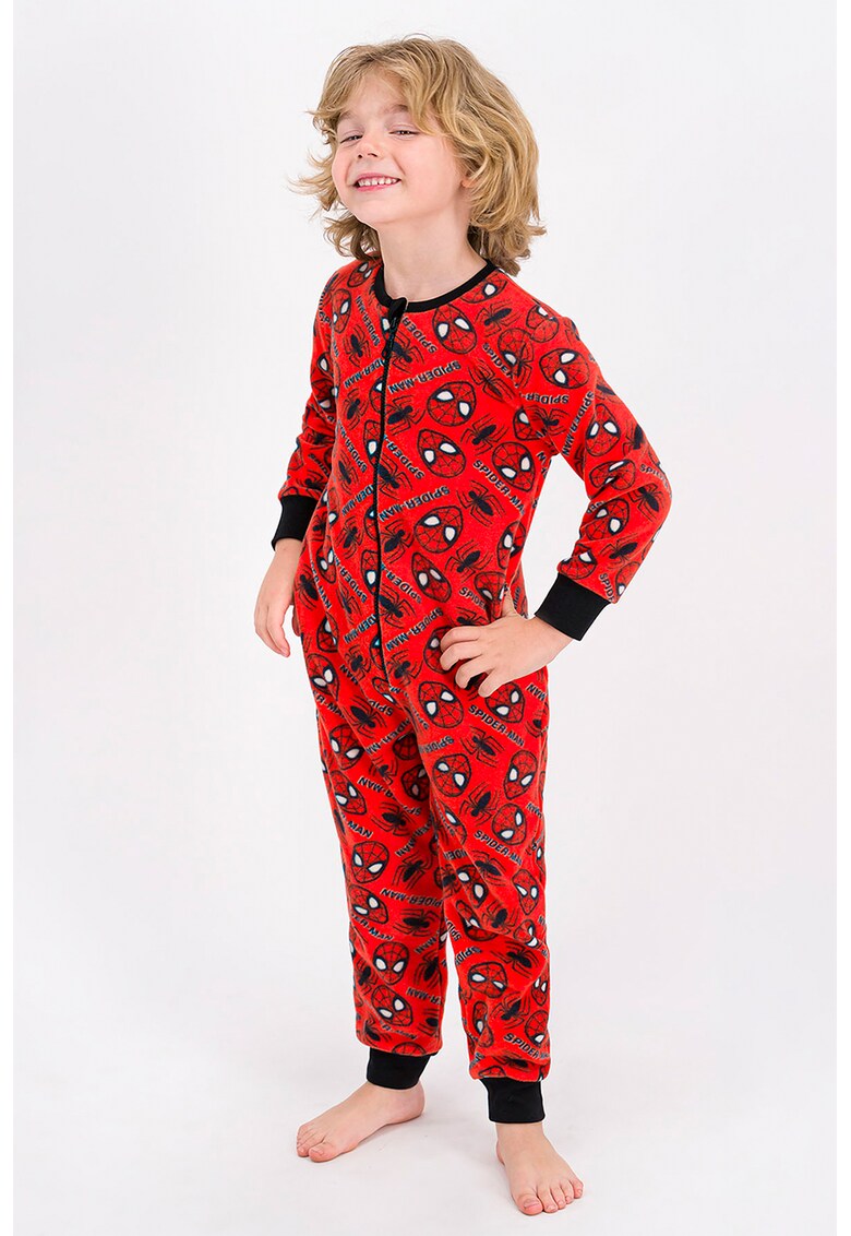 Salopeta de fleece cu model Spider-Man