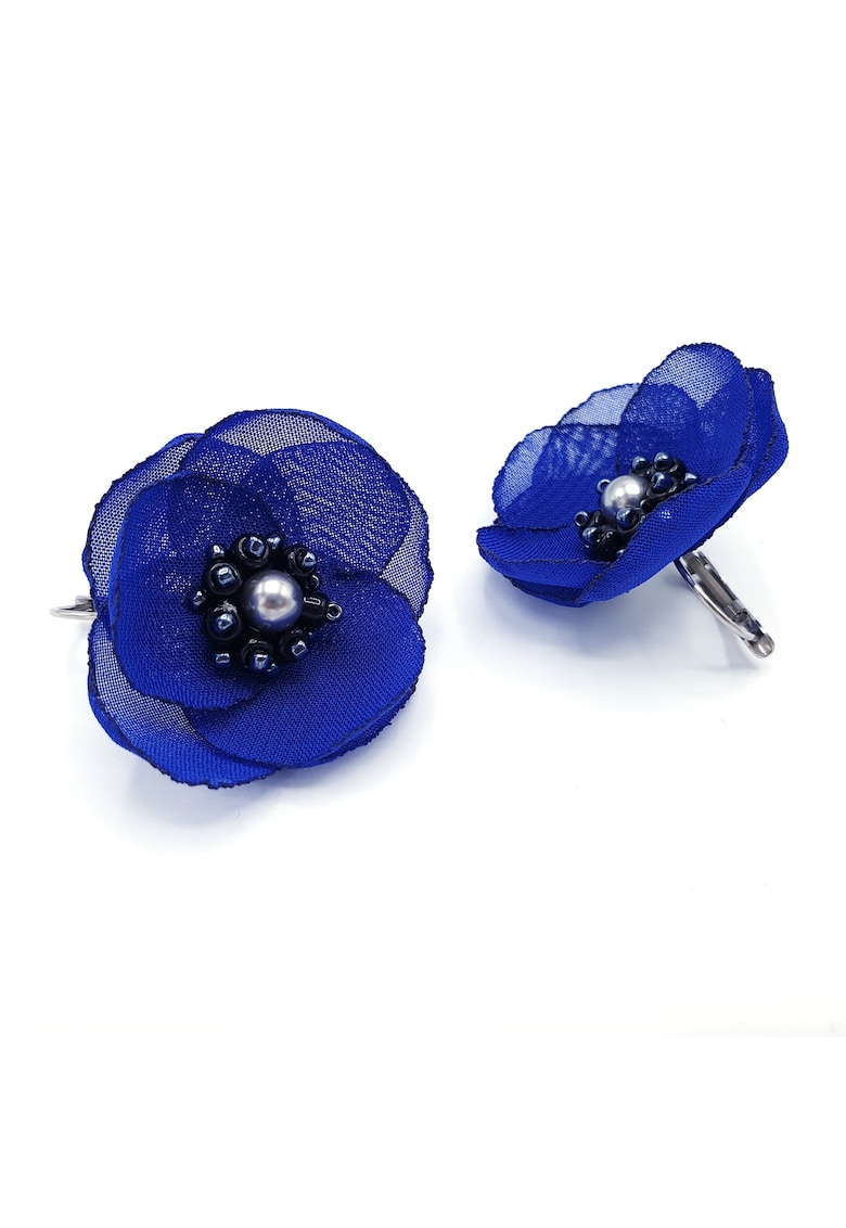 Cercei dama - Zia Fashion - Cindy - floare albastra - eleganti - cu tortite inox