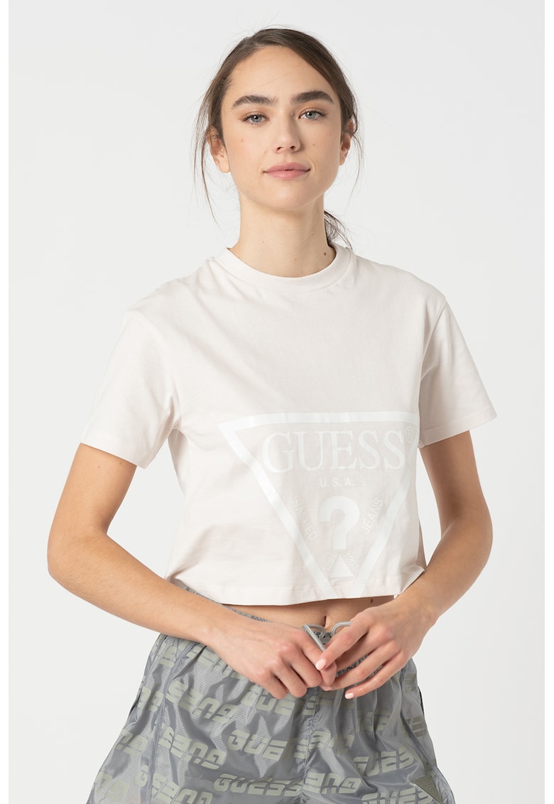 Tricou crop cu logo triunghiular pentru fitness fashiondays imagine noua
