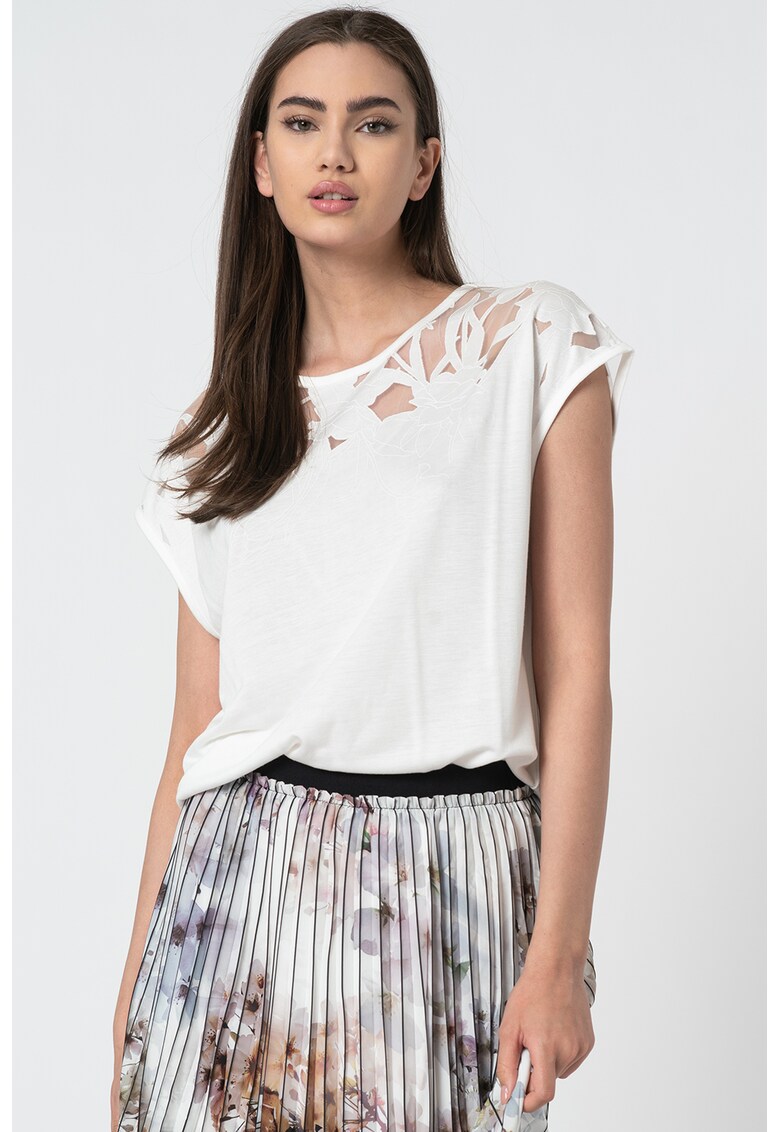 Tricou cu model floral burn-out Lehoo