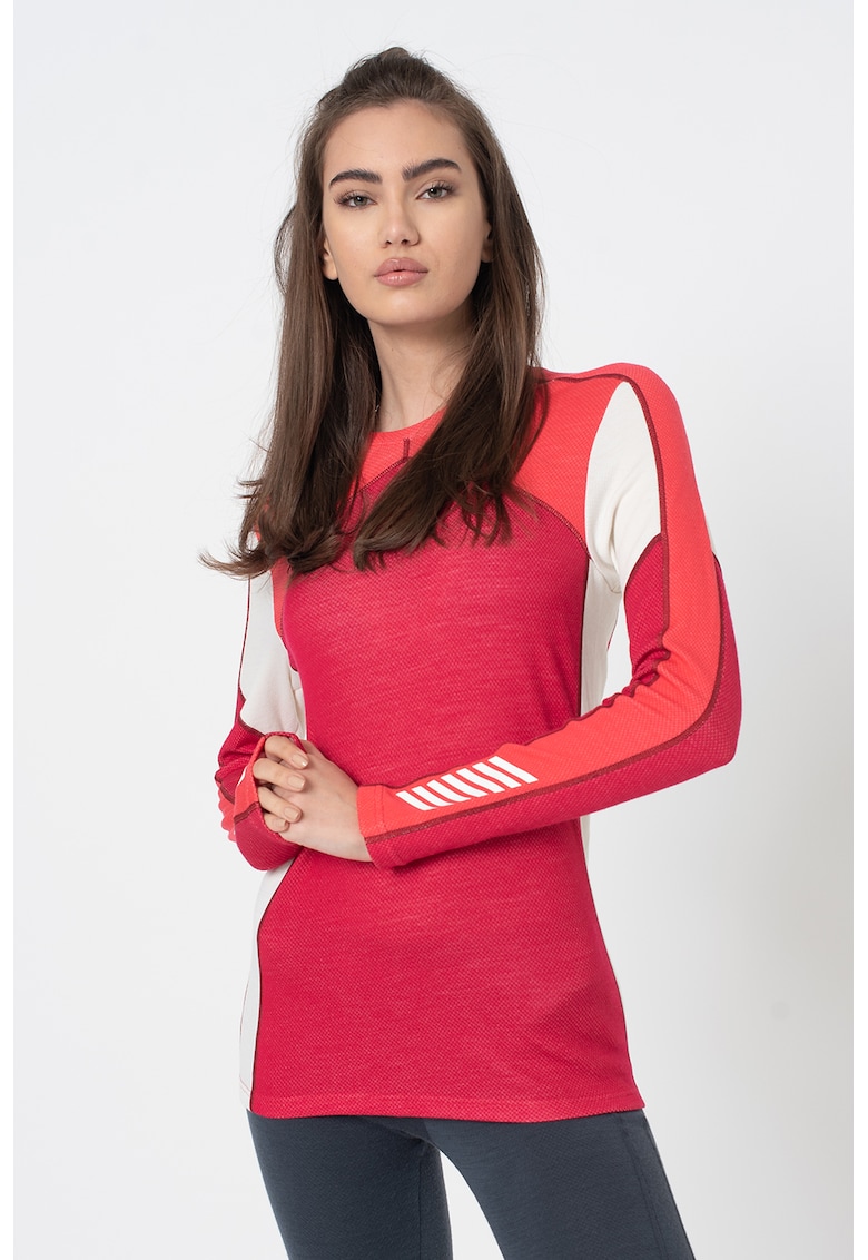 Bluza regular fit de lana merino - cu model colorblock pentru ski Lifa