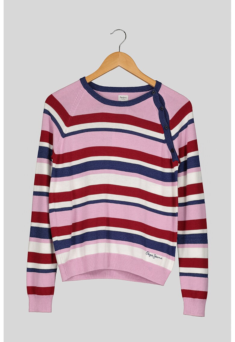 Pulover cu model in dungi si maneci raglan