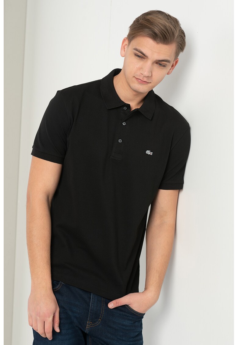 Tricou polo slim fit din material pique