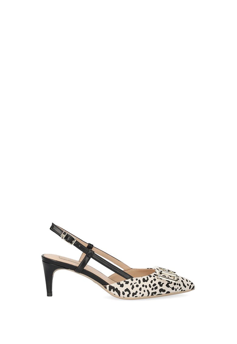 Pantofi slingback din piele ecologica cu animal print