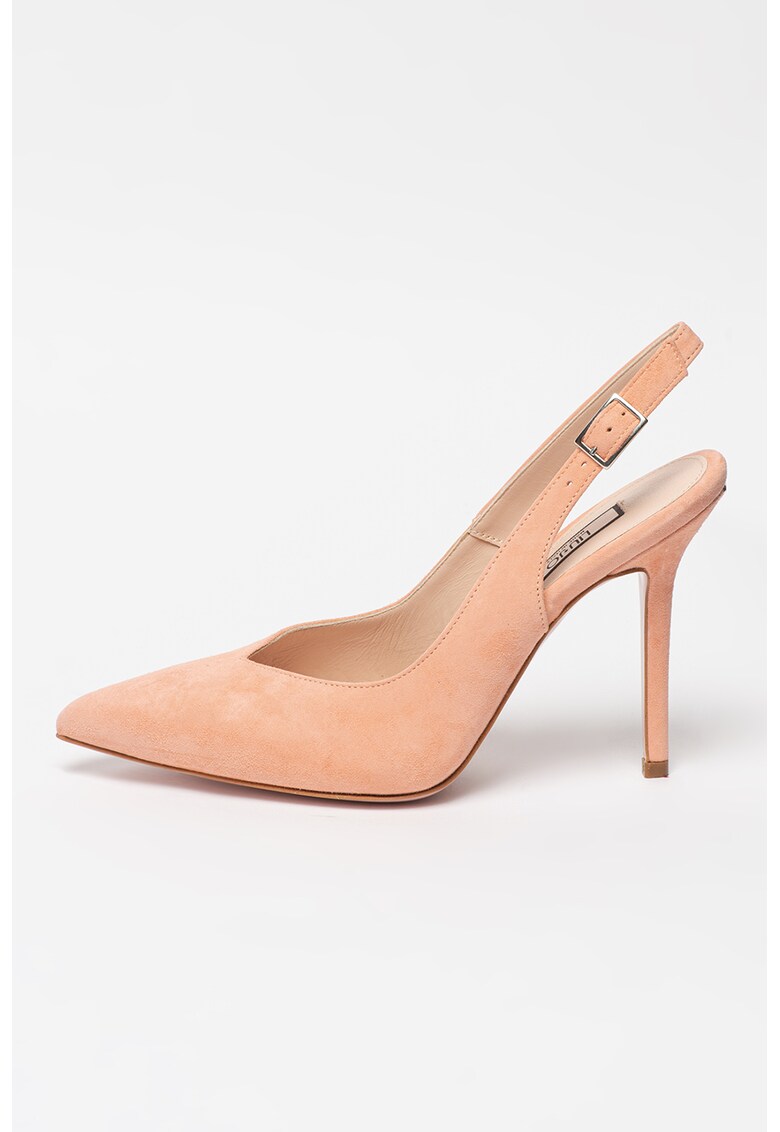 Pantofi din piele intoarsa cu varf ascutit si toc stiletto