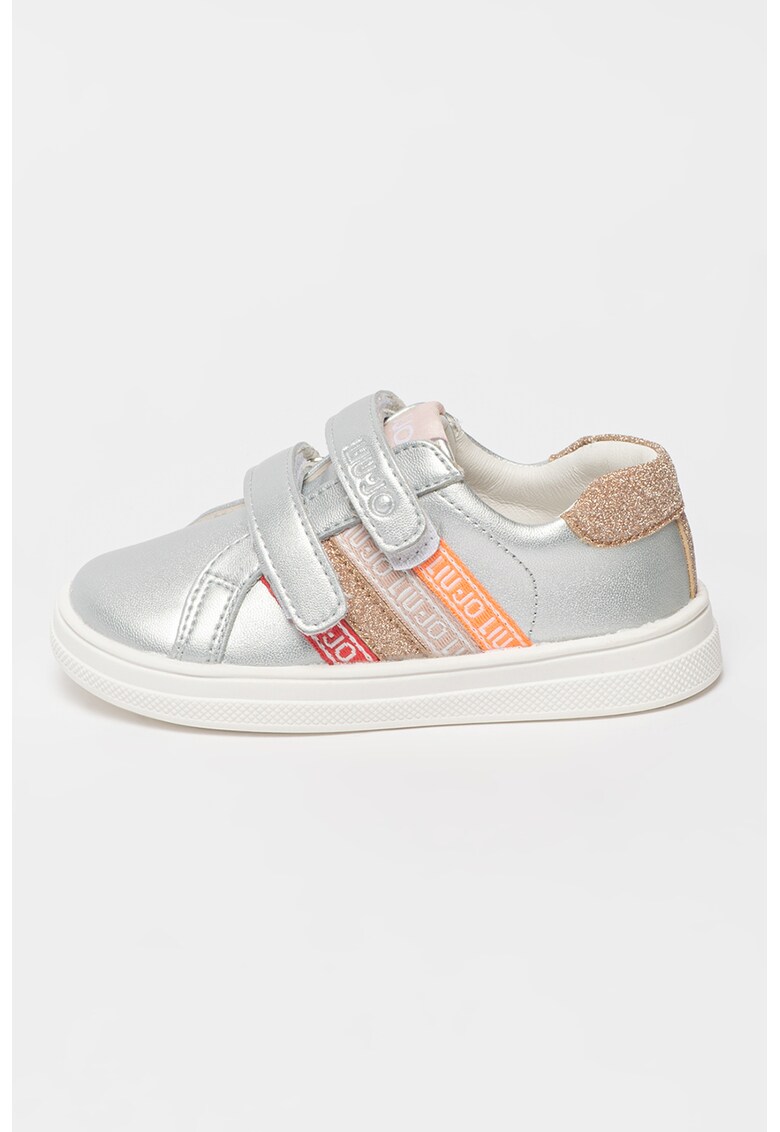 Pantofi sport din piele ecologica si material textil cu inchidere velcro