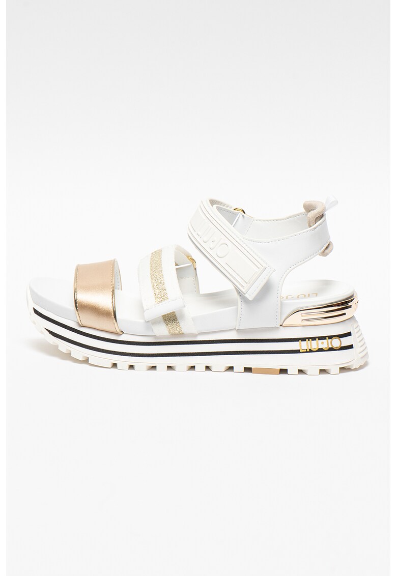 Sandale cu talpa wedge si inchidere velcro