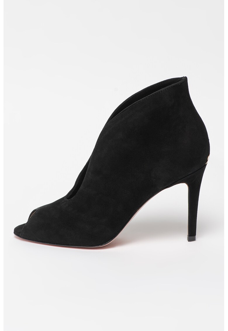 Pantofi din piele intoarsa cu varf decupat