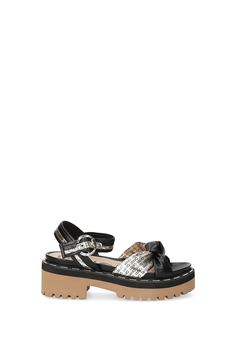 Sandale de piele ecologica cu detalii logo fashiondays.ro imagine noua gjx.ro