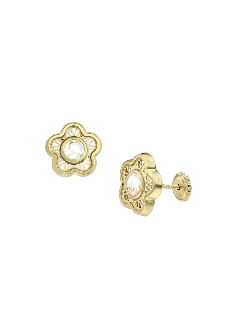 Cercei pentru fete - aur 14 KT - model filigran - inchidere cu protectie