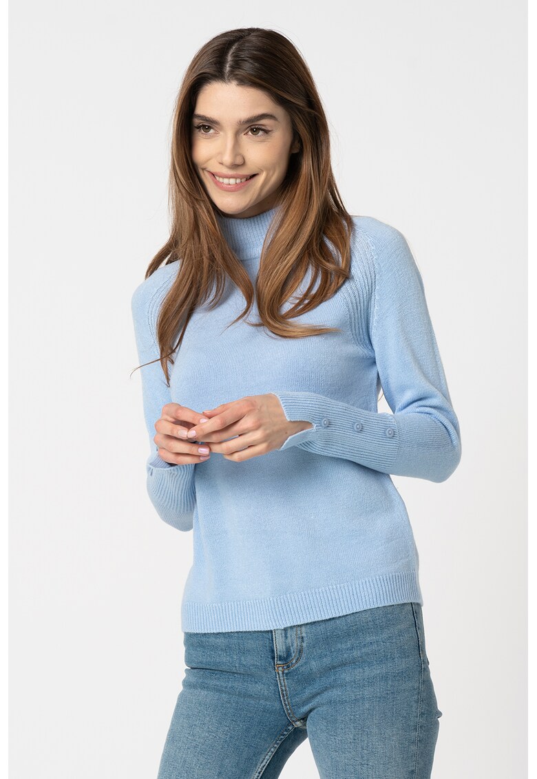 Pulover cu guler inalt si maneci raglan