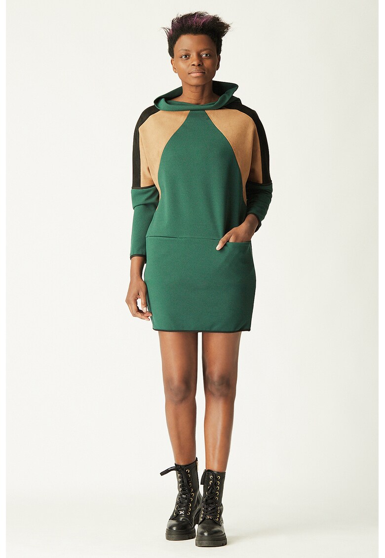 Rochie mini colorblock cu buzunare
