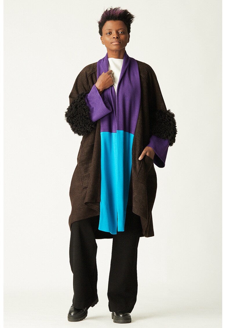 Cardigan din amestec de lana cu aspect striat