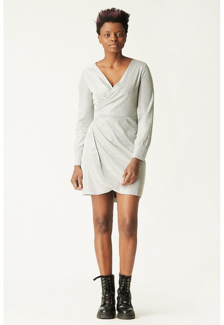 Rochie mini cu decolteu cache-coeur de lurex