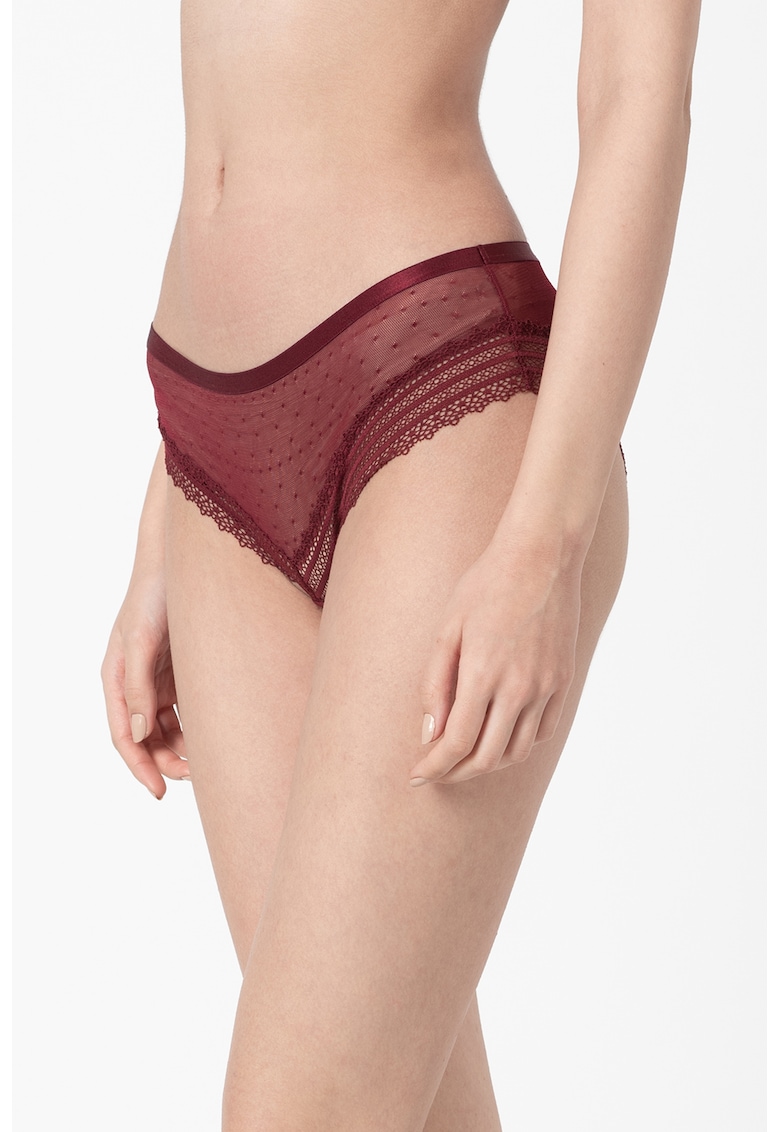 Set de chiloti hipster de dantela si chiloti tanga Bordeaux Roses