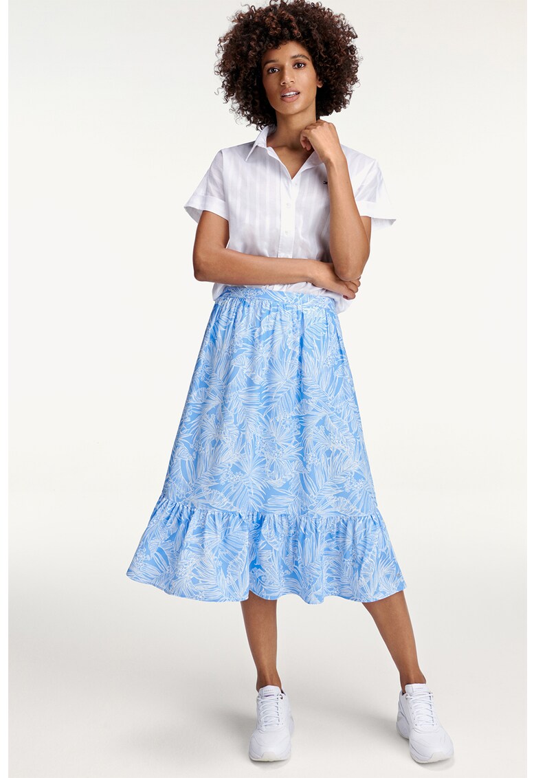 Fusta midi cu model tropical