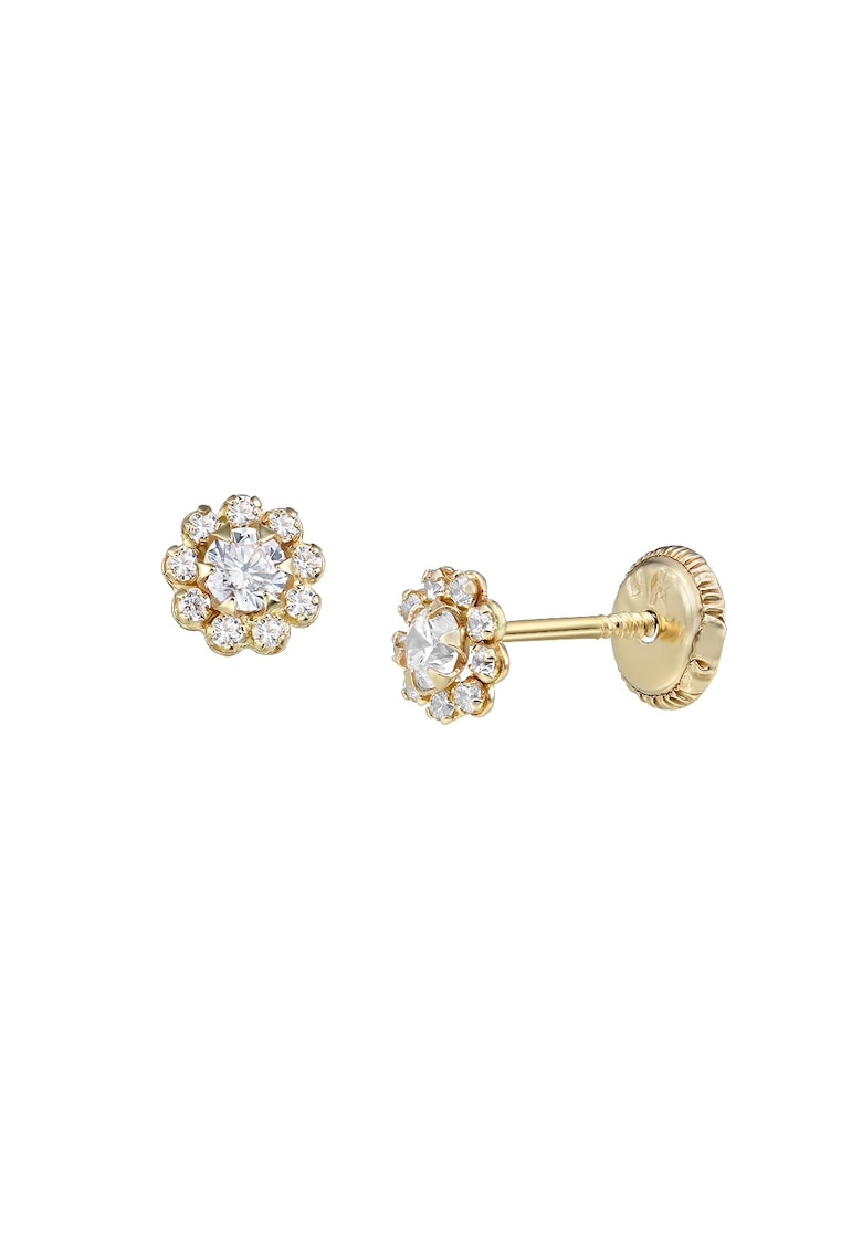 Cercei mici pentru bebe - aur 14 KT - inchidere cu protectie