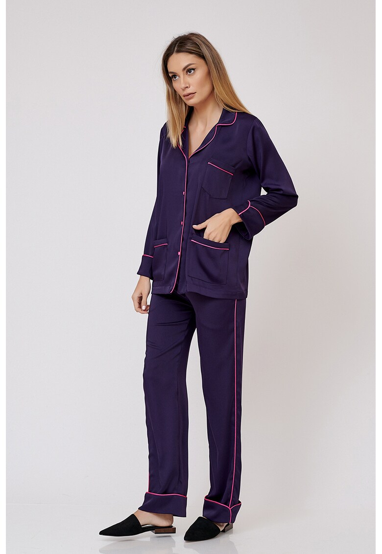 Pijama cu cusaturi contrastante