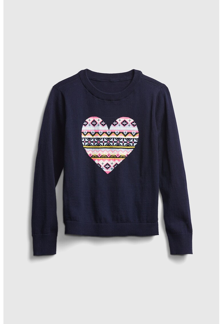 Pulover tricotat fin cu motiv in forma de inima