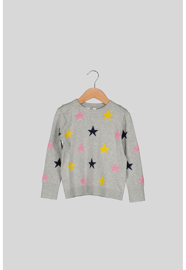 Pulover tricotat fin cu model cu stele