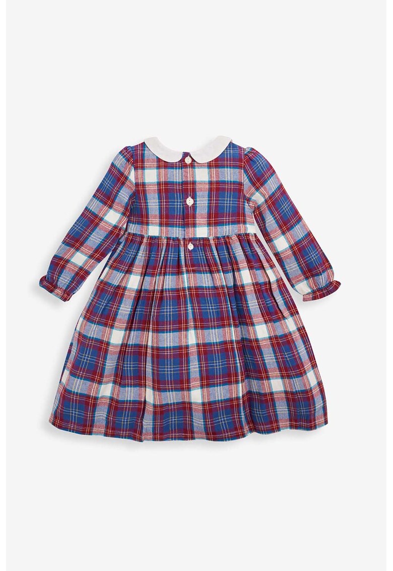 Rochie evazata in carouri cu guler Peter Pan