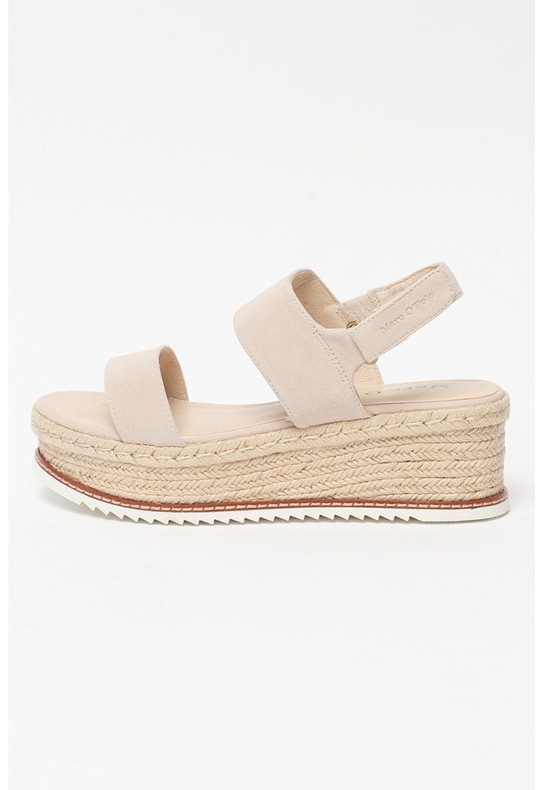 Sandale tip espadrile wedge de piele intoarsa