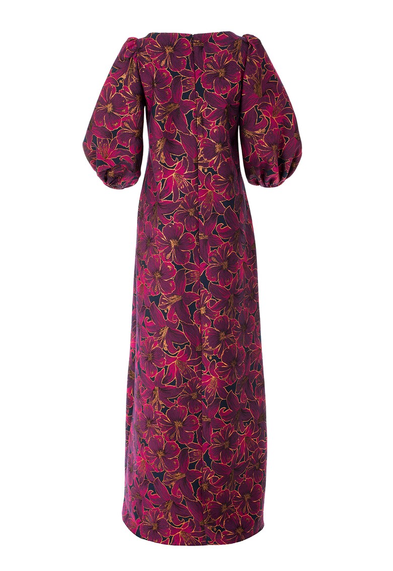 Rochie cu imprimeu floral si maneci bufante