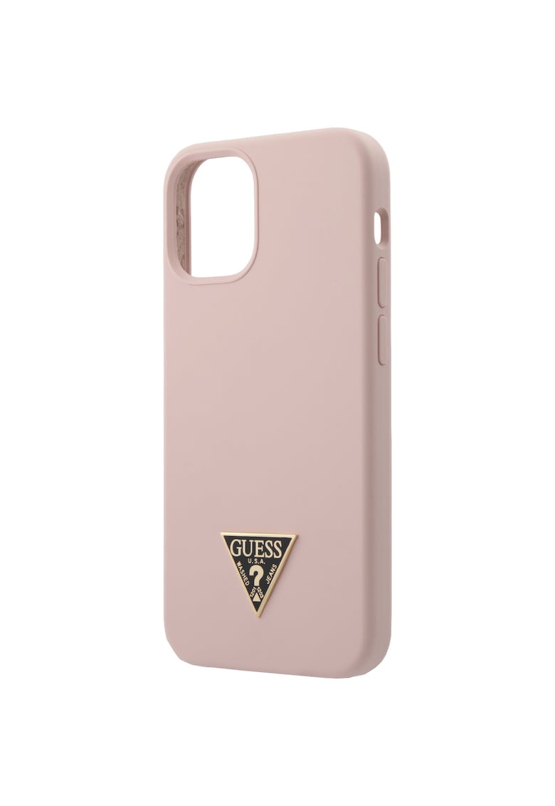 Husa de protectie GUHCP12SLSTMLP Silicone Metal Triangle pentru iPhone 12 Mini Light Pink