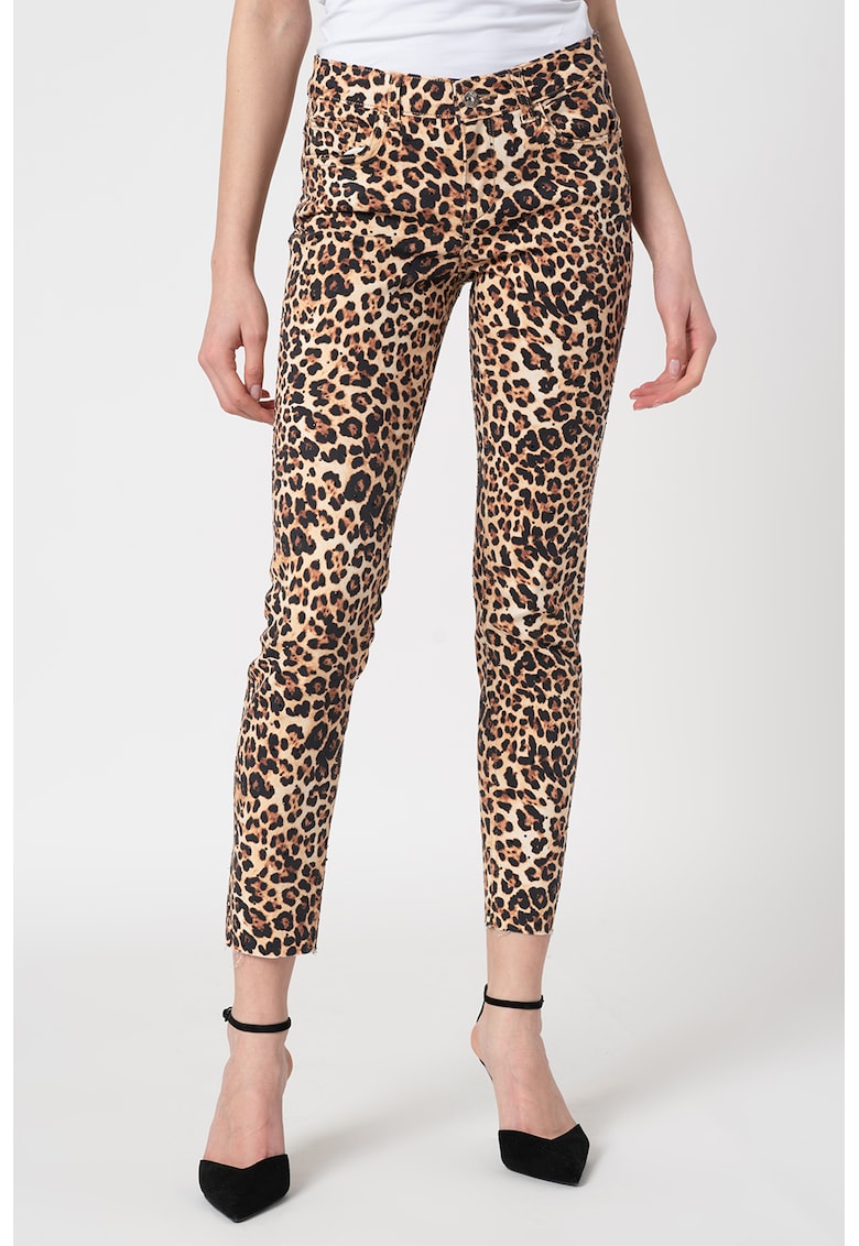 Pantaloni skinny crop cu animal print fashiondays imagine noua