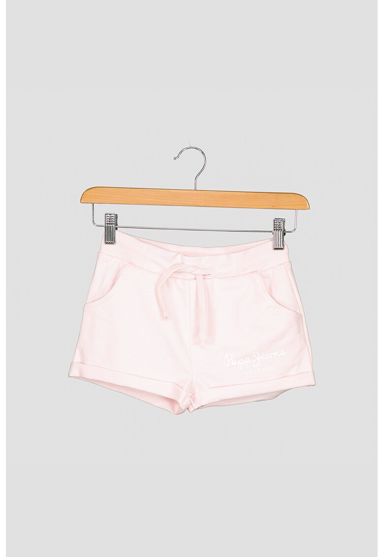 Pantaloni scurti cu imprimeu logo si snur