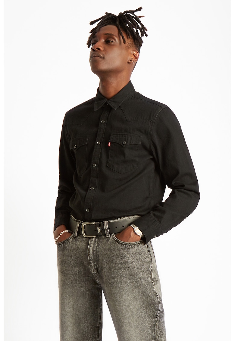 Camasa de denim cu buzunare pe piept Barstow