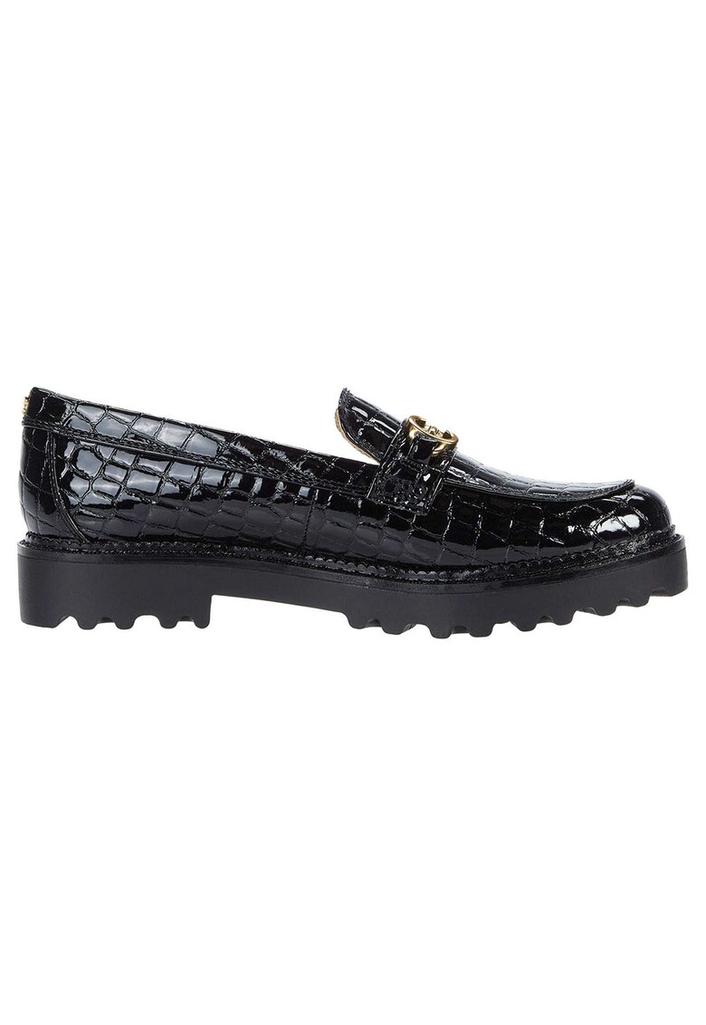 Pantofi loafer de piele ecologica - cu model piele de reptila Deana